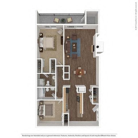 2 Bed, 2 Bath, 1260 sq. ft. B3